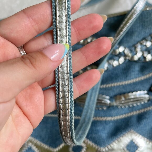 VTG Warren Reed Denim & Silver Appliqué Purse - Picture 4 of 9